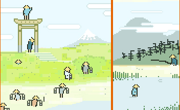 Cropping of the 8-bit ukiyo-e project from the pre-history of SUPERBROTHERS